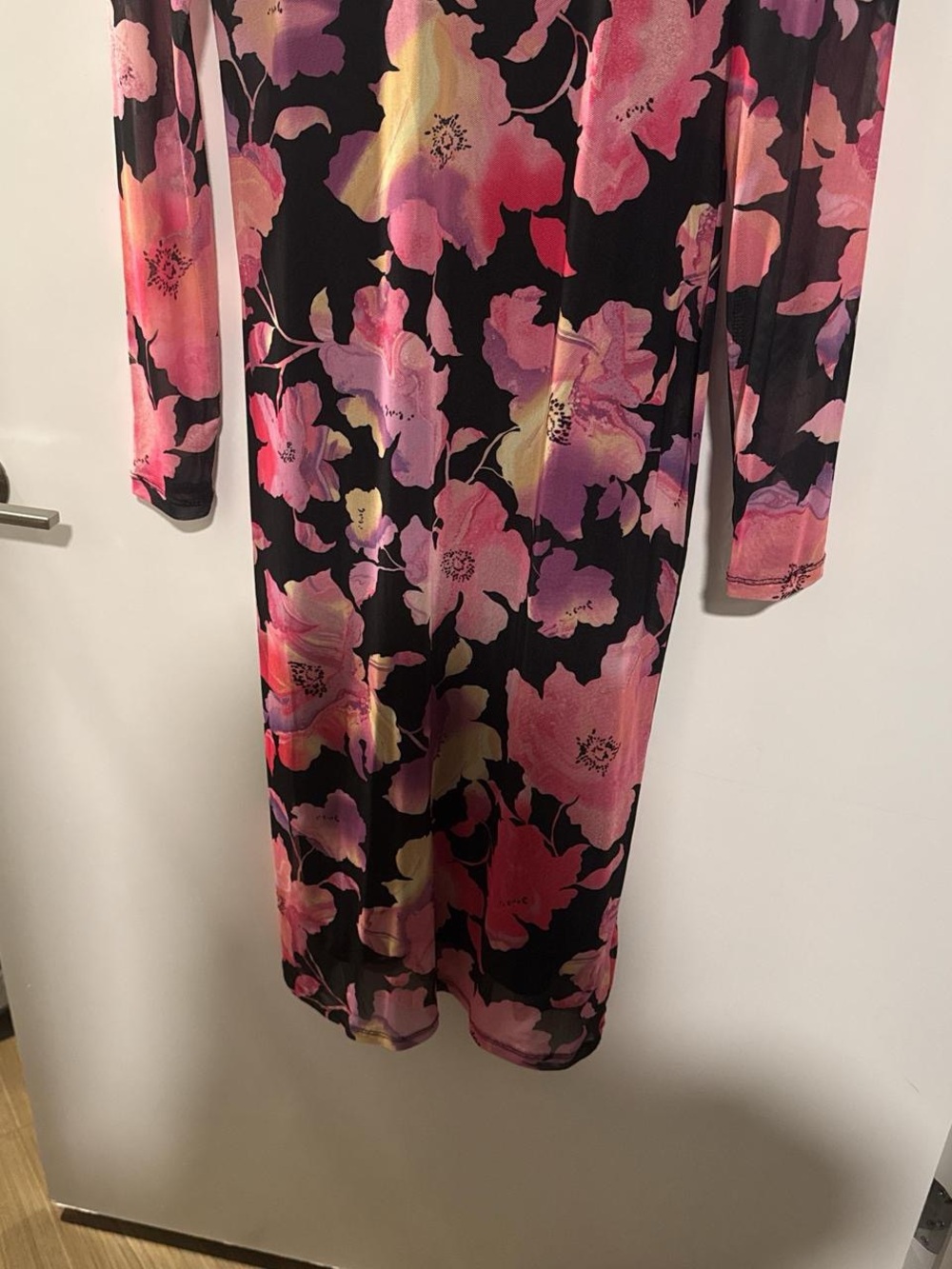 AFRM Black Maxi Dress with Pink, Coral & Yellow Floral Print - Picture 6 of 8